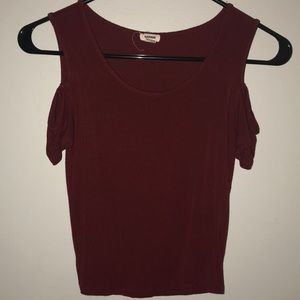 Garage cold shoulder maroon tank top